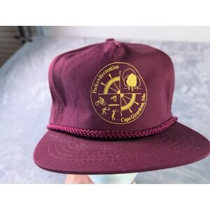 Vintage San Sun Cape Girardeau Parks & Recreation Rope Hat Maroon Adjustable Cap